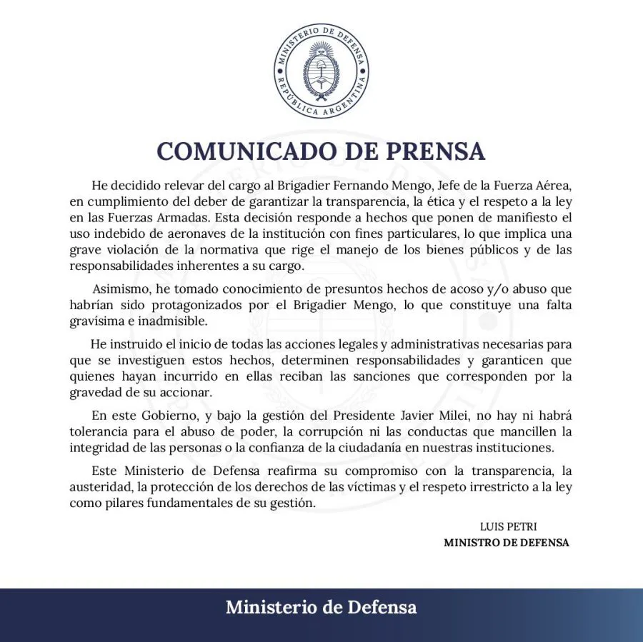 Comunicado Defensa
