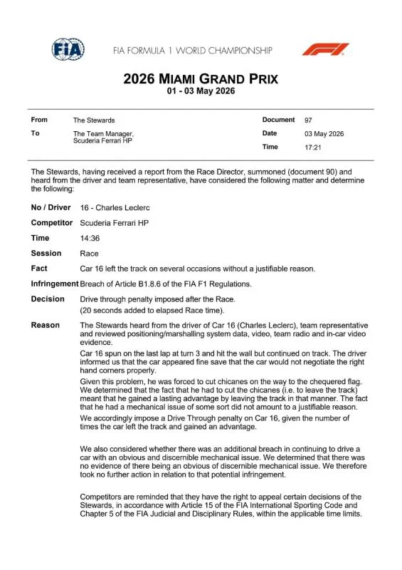 sancion-a-charles-leclerc-tras-el-gran-premio-de-miami-de-la-formula-1