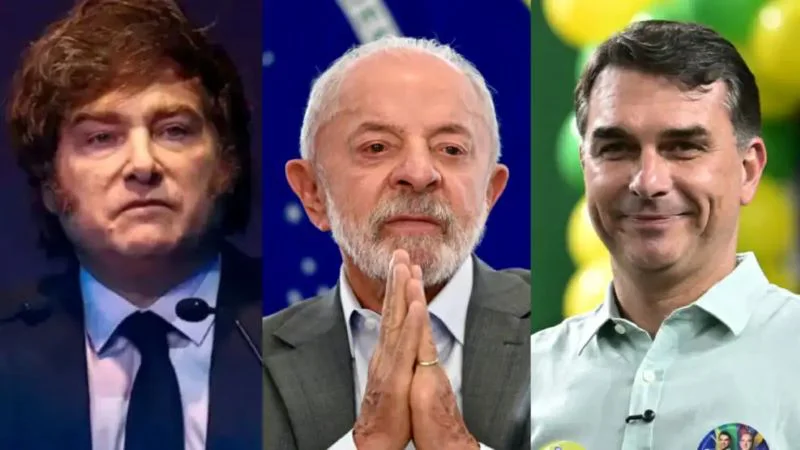 javier-milei-lula-da-silva-y-flavio-bolsonaro